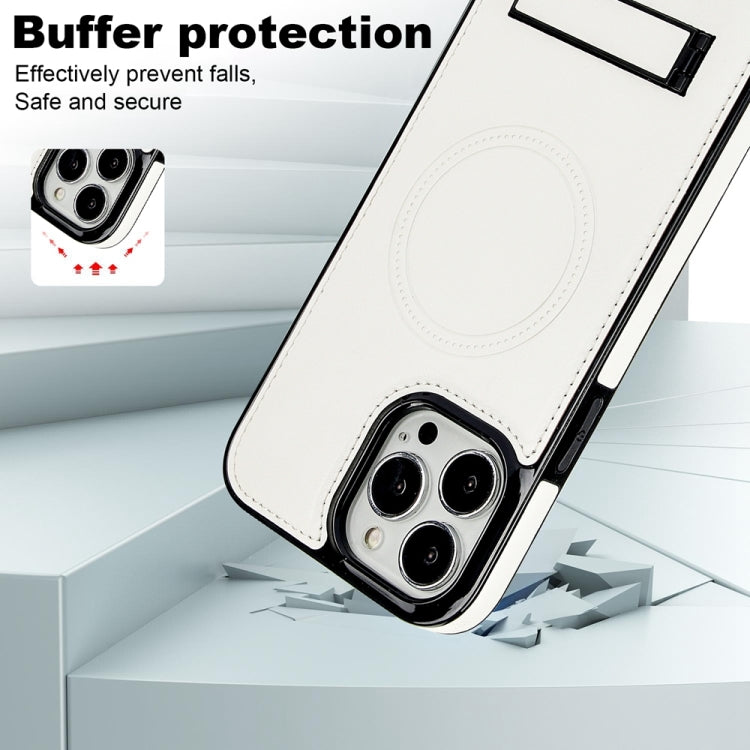 For iPhone 15 Pro Max Retro Leather Invisible Stand MagSafe Phone Case(White) - iPhone 15 Pro Max Cases by buy2fix | Online Shopping UK | buy2fix