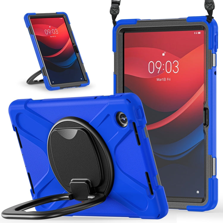 For Lenovo Tab M11 /Xiaomi Pad 11 2024 Silicone Hybrid PC Tablet Case with Holder & Shoulder Strap(Blue) - Lenovo by buy2fix | Online Shopping UK | buy2fix