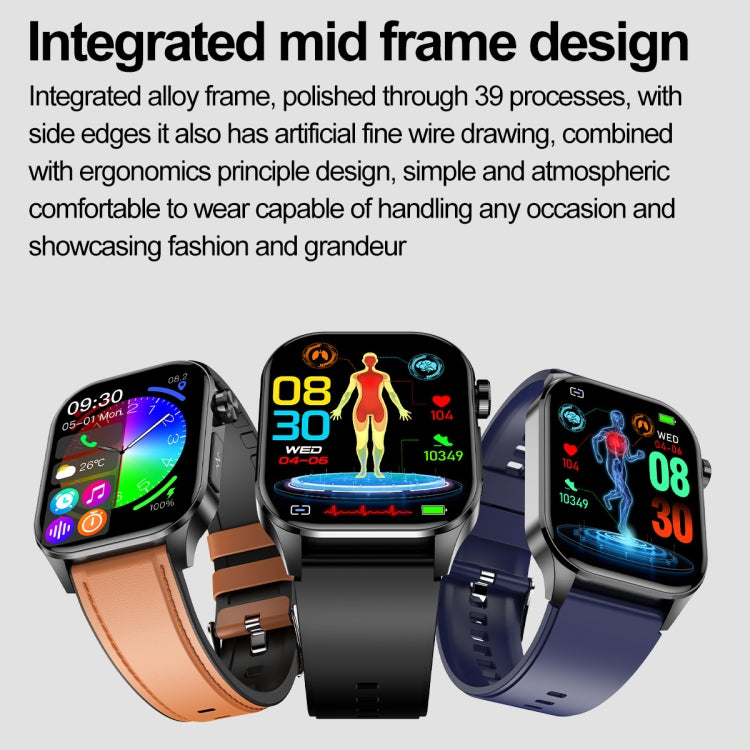 ET580 2.04 inch AMOLED Screen Sports Smart Watch Support Bluethooth Call /  ECG Function(Brown Leather Band) - Smart Watches by buy2fix | Online Shopping UK | buy2fix