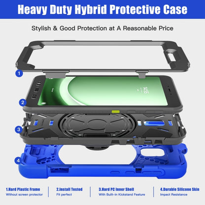 For Samsung Galaxy Tab Active5 X300 Rotary Grip Silicone Hybrid PC Tablet Case with Shoulder Strap(Blue) - Other Galaxy Tab PC by buy2fix | Online Shopping UK | buy2fix