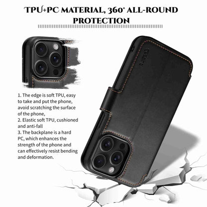 For iPhone 14 / 13 ESEBLE E1 Nappa Texture MagSafe Holder Leather Phone Case(Black) - iPhone 14 Cases by ESEBLE | Online Shopping UK | buy2fix