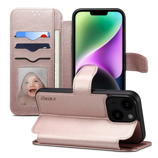 For iPhone 15 Plus / 14 Plus ESEBLE E1 Nappa Texture MagSafe Holder Leather Phone Case(Rose Gold) - iPhone 14 Plus Cases by ESEBLE | Online Shopping UK | buy2fix