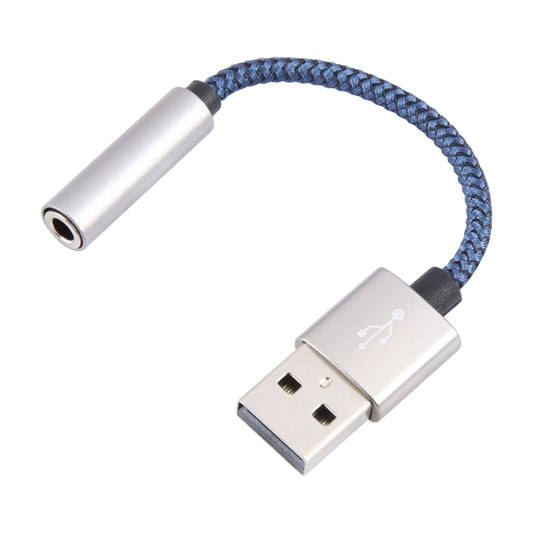 USB Male to 3.5mm Female Weave Texture Audio Adapter(Blue) - Audio Adapter by buy2fix | Online Shopping UK | buy2fix