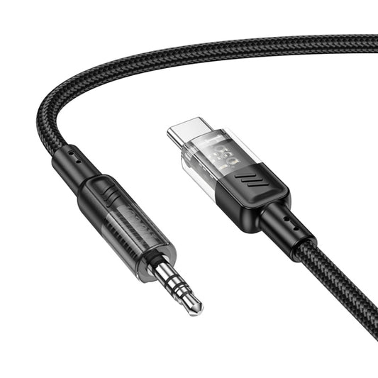 hoco UPA27 Crystal Clear USB-C / Type-C to 3.5mm Audio Adapter Cable(Black) - Video & Audio Cable by hoco | Online Shopping UK | buy2fix