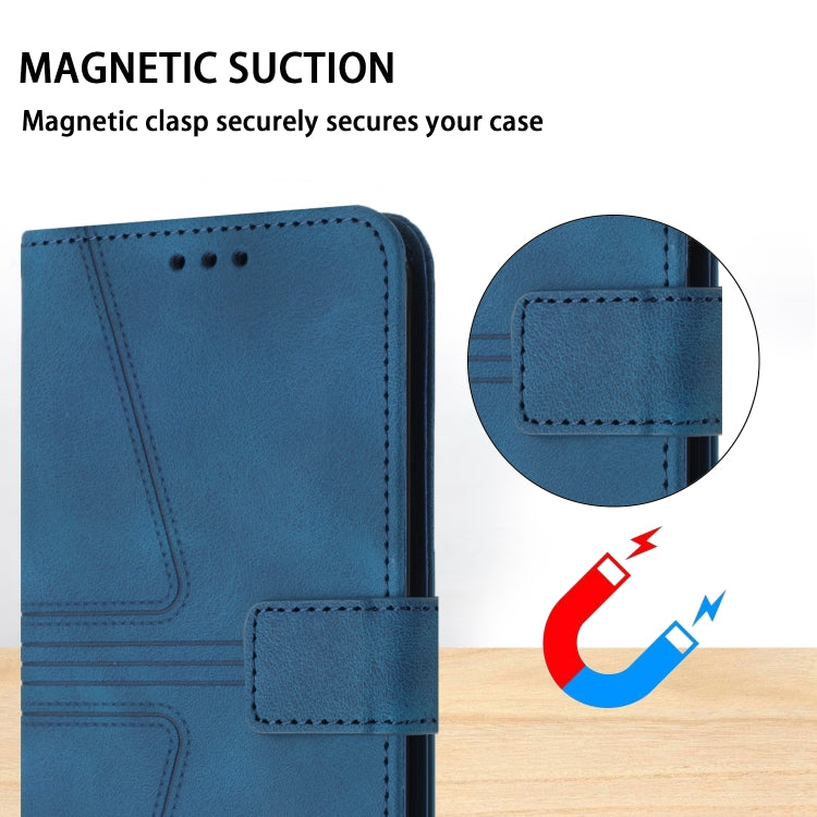 For iPhone 16 Pro Triangle Solid Color Leather Phone Case(Blue) - iPhone 16 Pro Cases by buy2fix | Online Shopping UK | buy2fix