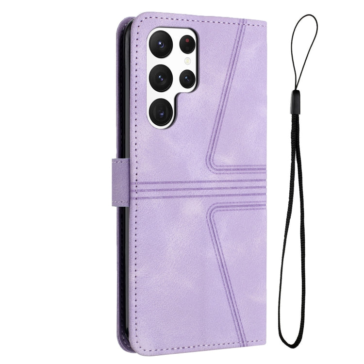 For Samsung Galaxy S23 Ultra 5G Triangle Solid Color Leather Phone Case(Purple) - Galaxy S23 Ultra 5G Cases by buy2fix | Online Shopping UK | buy2fix