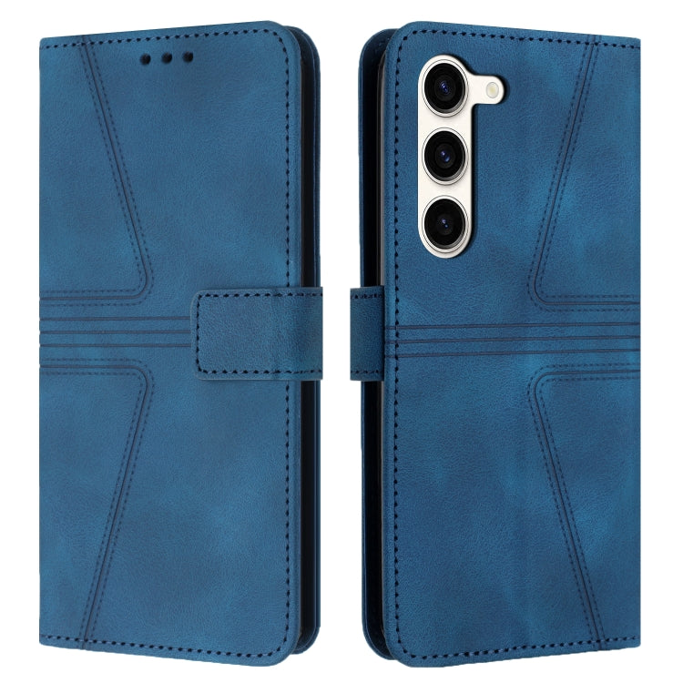 For Samsung Galaxy S23 5G Triangle Solid Color Leather Phone Case(Blue) - Galaxy S23 5G Cases by buy2fix | Online Shopping UK | buy2fix