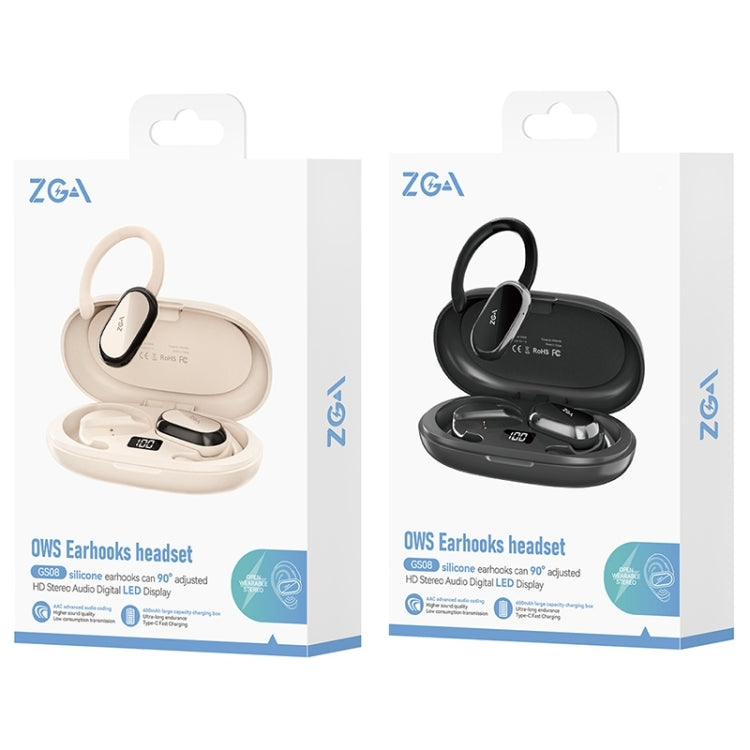 ZGA GS08 LED Digital Display Open Wireless Bluetooth Earphone(Black) - Bluetooth Earphone by ZGA | Online Shopping UK | buy2fix