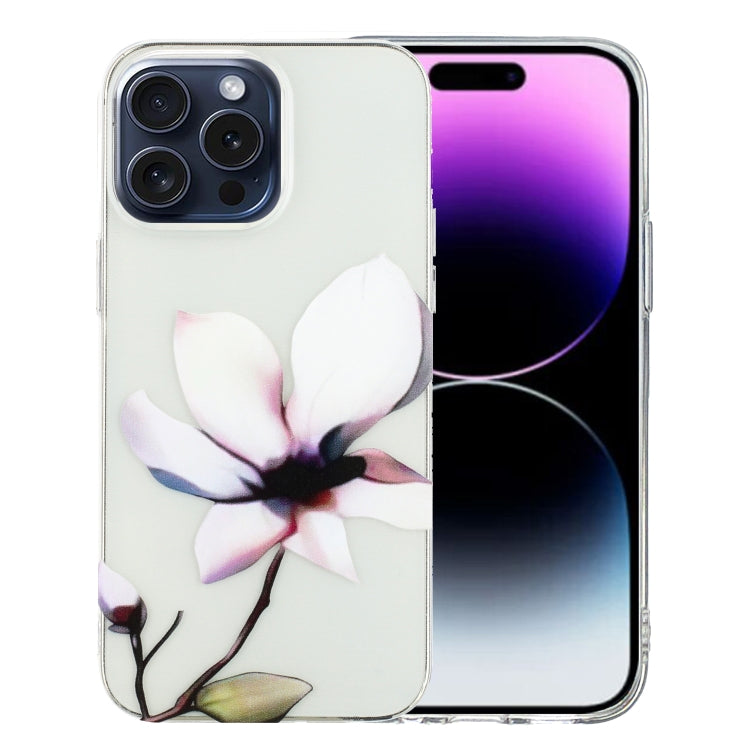 For iPhone 16 Pro Colorful Painting Pattern TPU Phone Case(White Flowers) - iPhone 16 Pro Cases by buy2fix | Online Shopping UK | buy2fix