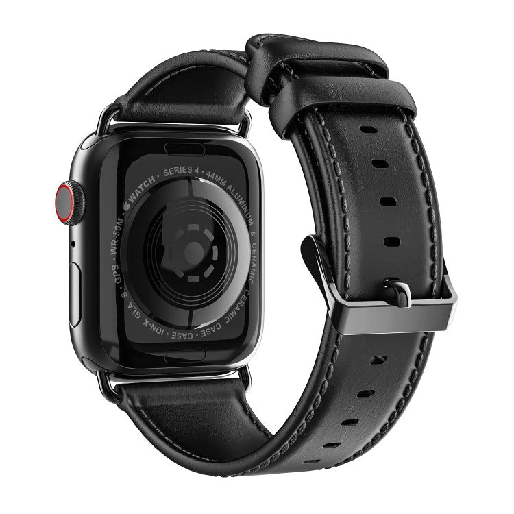 For Apple Watch Series 5 40mm DUX DUCIS Business Genuine Leather Watch Strap(Black) - Watch Bands by DUX DUCIS | Online Shopping UK | buy2fix