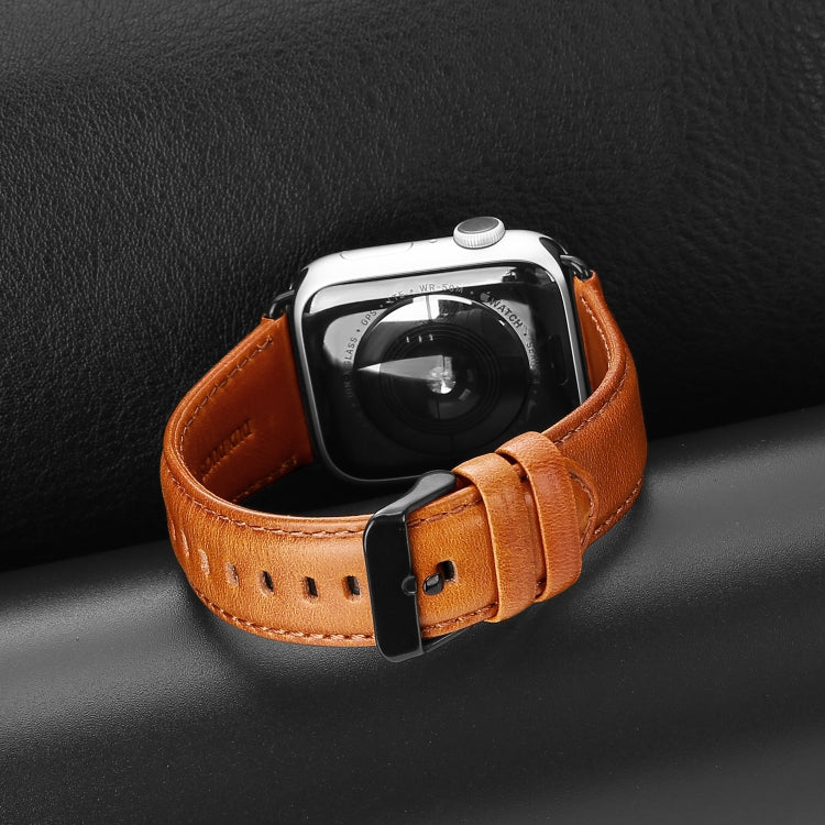 For Apple Watch Series 3 42mm DUX DUCIS Business Genuine Leather Watch Strap(Khaki) - Watch Bands by DUX DUCIS | Online Shopping UK | buy2fix