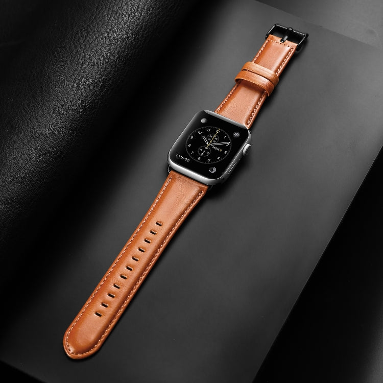 For Apple Watch Series 2 38mm DUX DUCIS Business Genuine Leather Watch Strap(Khaki) - Watch Bands by DUX DUCIS | Online Shopping UK | buy2fix