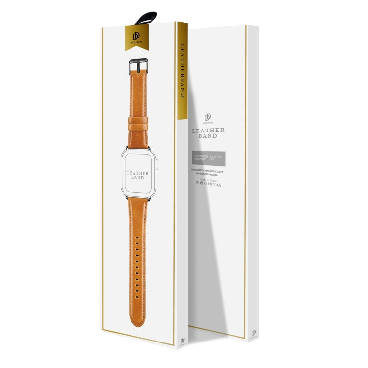 For Apple Watch Series 10 46mm DUX DUCIS Business Genuine Leather Watch Strap(Khaki) - Watch Bands by DUX DUCIS | Online Shopping UK | buy2fix