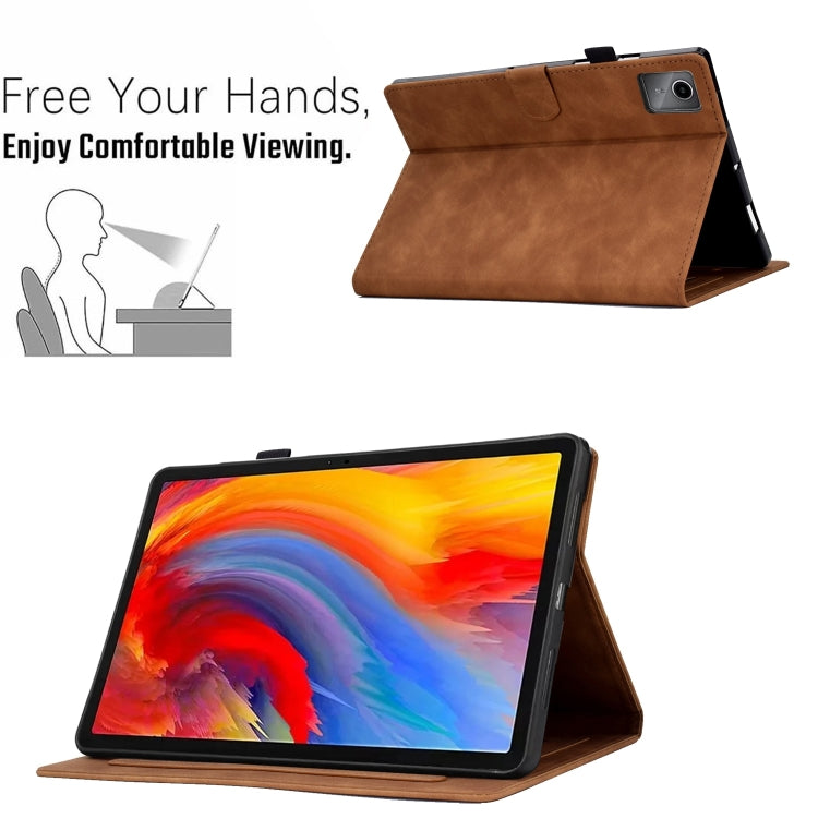 For Lenovo Tab M11 / Xiaoxin Pad 11 2024 Smile Embossed Smart Leather Tablet Case(Brown) - Lenovo by buy2fix | Online Shopping UK | buy2fix