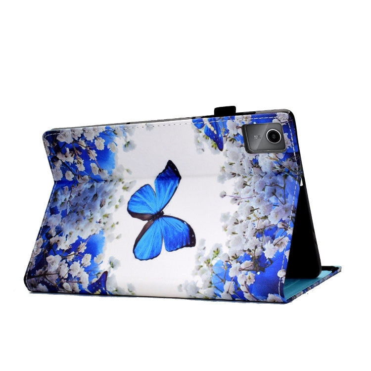 For Lenovo Tab M11 / Xiaoxin Pad 11 2024 Colored Drawing Stitching Elastic Band Smart Leather Tablet Case(Flower Butterfly) - Lenovo by buy2fix | Online Shopping UK | buy2fix