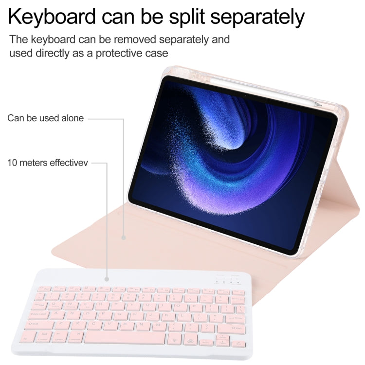 For Xiaomi Pad 6 Square Button Backlight Bluetooth Keyboard Rotatable Holder Leather Case(Rose Gold) - Others Keyboard by buy2fix | Online Shopping UK | buy2fix