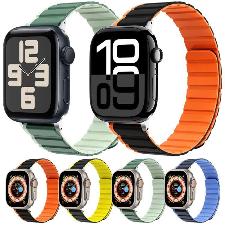 For Apple Watch Series 10 42mm ZGA Two Color Magnetic Silicone Watch Band(Dark Green+Light Green) - Watch Bands by ZGA | Online Shopping UK | buy2fix