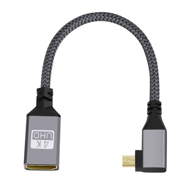 Micro HDMI Male Elbow to HDMI Female 4K UHD 18Gbps Connection Cable, Length:20cm(Grey) - Cable by buy2fix | Online Shopping UK | buy2fix