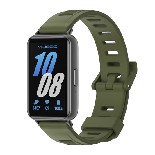 For Samsung Galaxy Fit 3 Mijobs Flat Hole Silicone Watch Band(Army Green+Black) - Watch Bands by MIJOBS | Online Shopping UK | buy2fix