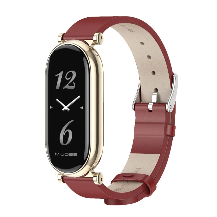 For Xiaomi Mi Band 8 / 9 / 9 NFC Mijobs GT4 First Layer Cowhide Watch Band(Red Light Gold) - Watch Bands by MIJOBS | Online Shopping UK | buy2fix