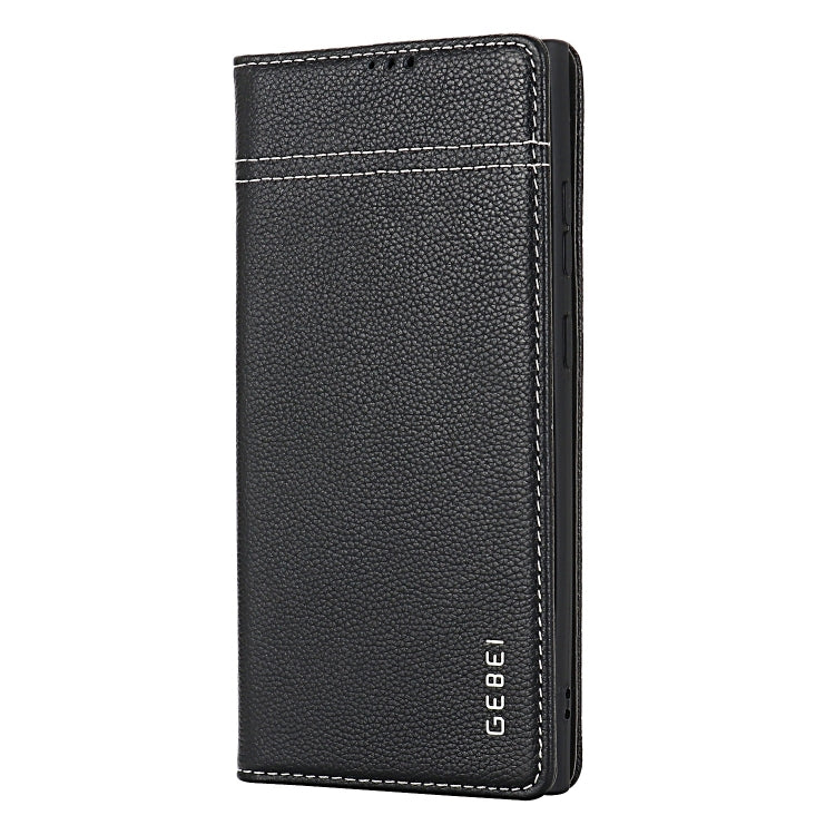 For Samsung Galaxy S24 Ultra 5G GEBEI Top-grain Horizontal Flip Leather Phone Case(Black) - Galaxy S24 Ultra 5G Cases by GEBEI | Online Shopping UK | buy2fix