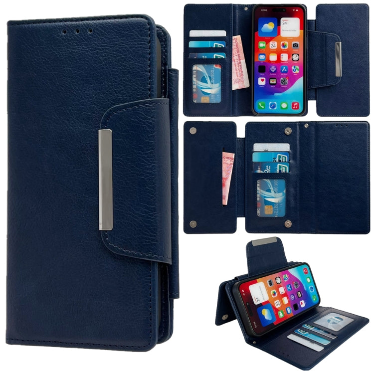 For iPhone 16 Multifunctional Seven Cards Wallet Leather Phone Case(Royal Blue) - iPhone 16 Cases by buy2fix | Online Shopping UK | buy2fix