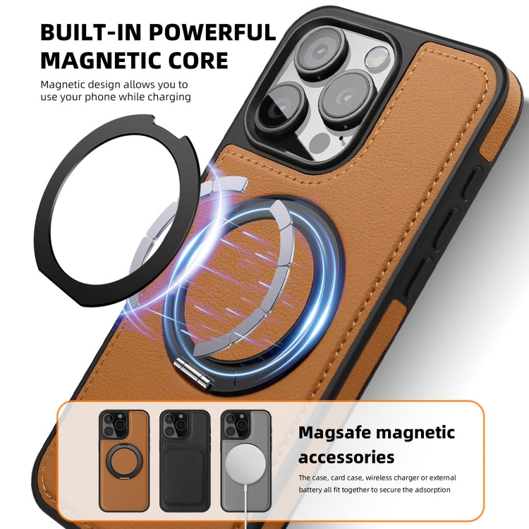 For iPhone 14 Pro Yashi 360 Degree Rotating MagSafe Bracket Phone Case(Brown) - iPhone 14 Pro Cases by buy2fix | Online Shopping UK | buy2fix