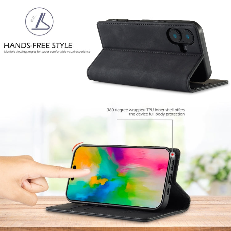 For iPhone 16 Plus LC.IMEEKE Strong Magnetism Microfiber Leather Phone Case(Black) - iPhone 16 Plus Cases by LC.IMEEKE | Online Shopping UK | buy2fix