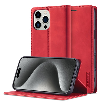 For iPhone 16 Pro LC.IMEEKE Strong Magnetism Microfiber Leather Phone Case(Red) - iPhone 16 Pro Cases by LC.IMEEKE | Online Shopping UK | buy2fix