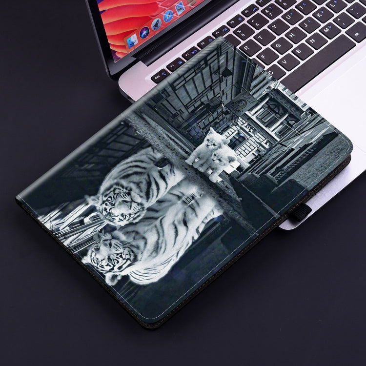 For iPad Pro 11 2024 Crystal Texture Painted Leather Smart Tablet Case(Cat Reflection Tiger) - iPad Pro 11 2024 Cases by buy2fix | Online Shopping UK | buy2fix