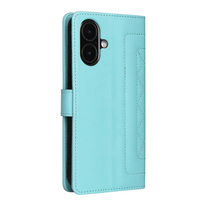 For iPhone 16 Plus Diamond Lattice Leather Flip Phone Case(Mint Green) - iPhone 16 Plus Cases by buy2fix | Online Shopping UK | buy2fix