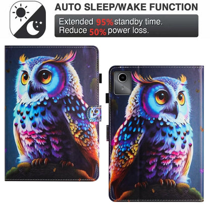 For Lenovo Tab M11/ Xiaoxin Pad 11 2024 Painted Litchi Leather Sewing Smart Tablet Case(Colorful Owl) - Lenovo by buy2fix | Online Shopping UK | buy2fix