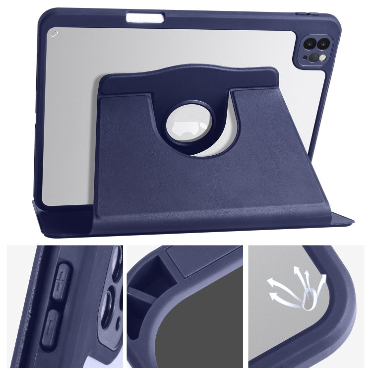 For iPad Pro 13 2024 Acrylic 360 Degree Rotation Holder Leather Tablet Case(Dark Blue) - iPad Pro 13 2024 Cases by buy2fix | Online Shopping UK | buy2fix