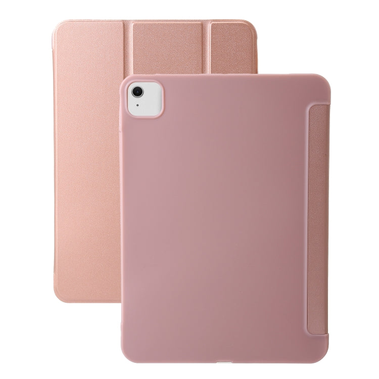 For iPad Air 11 2024 Three-fold Holder Flip Tablet Leather Case(Rose Gold) - iPad Air 11 2024 Cases by buy2fix | Online Shopping UK | buy2fix