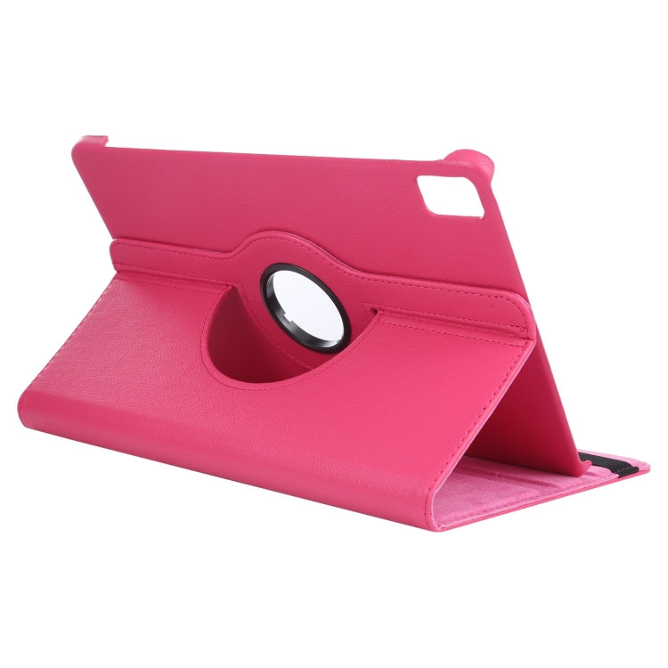 For iPad Pro 11 2024 360 Degree Rotation Litchi Texture Leather Tablet Case with Holder(Rose Red) - iPad Pro 11 2024 Cases by buy2fix | Online Shopping UK | buy2fix