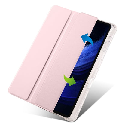 For iPad Pro 11 2024 3-fold Clear TPU Smart Leather Tablet Case with Pen Slot(Sand Pink) - iPad Pro 11 2024 Cases by buy2fix | Online Shopping UK | buy2fix