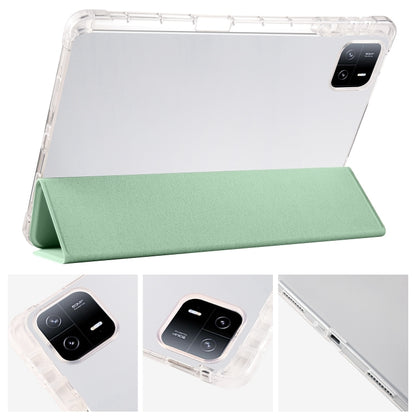 For iPad Air 11 2024 3-fold Clear TPU Smart Leather Tablet Case with Pen Slot(Green) - iPad Air 11 2024 Cases by buy2fix | Online Shopping UK | buy2fix