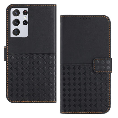 For Samsung Galaxy S21 Ultra 5G Woven Embossed RFID Blocking Leather Phone Case(Black) - Galaxy S21 Ultra 5G Cases by buy2fix | Online Shopping UK | buy2fix