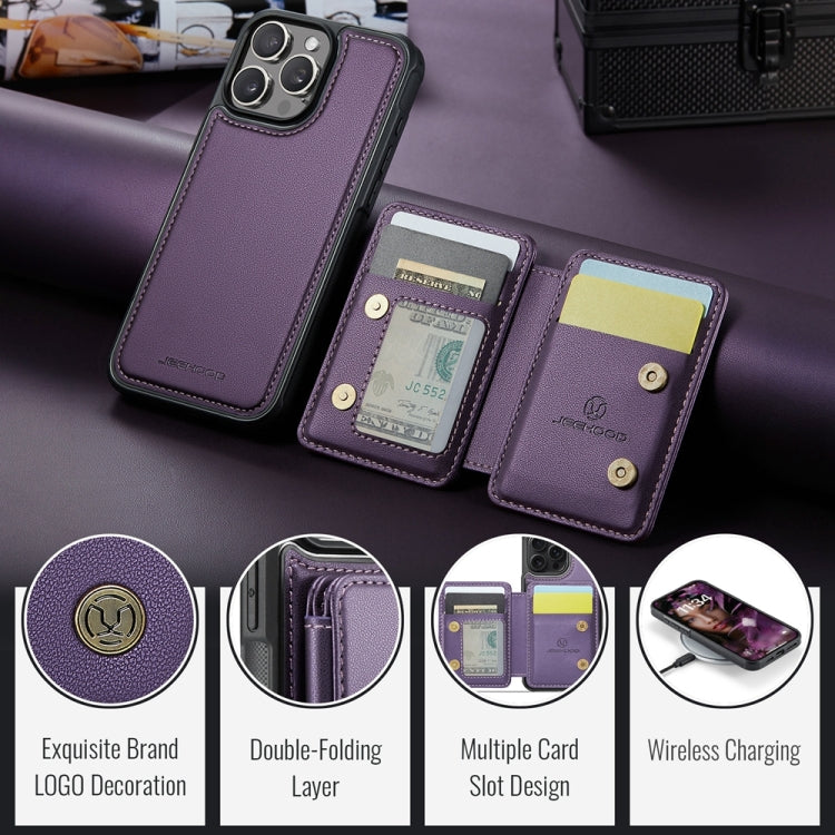 For iPhone 16 Pro Max JEEHOOD J05 Business Magnetic Style RFID Leather Phone Case(Purple) - iPhone 16 Pro Max Cases by JEEHOOD | Online Shopping UK | buy2fix