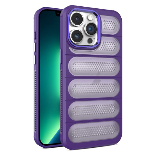 For iPhone 13 Pro Max Cooling Armor Translucent Mesh Breathable Phone Case(Purple) - iPhone 13 Pro Max Cases by buy2fix | Online Shopping UK | buy2fix