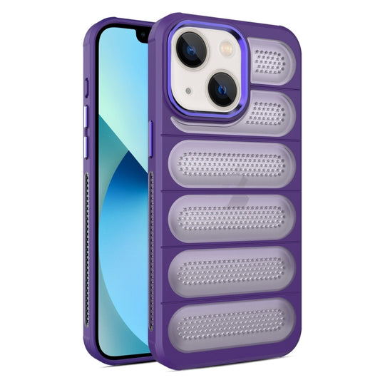 For iPhone 13 Cooling Armor Translucent Mesh Breathable Phone Case(Purple) - iPhone 13 Cases by buy2fix | Online Shopping UK | buy2fix