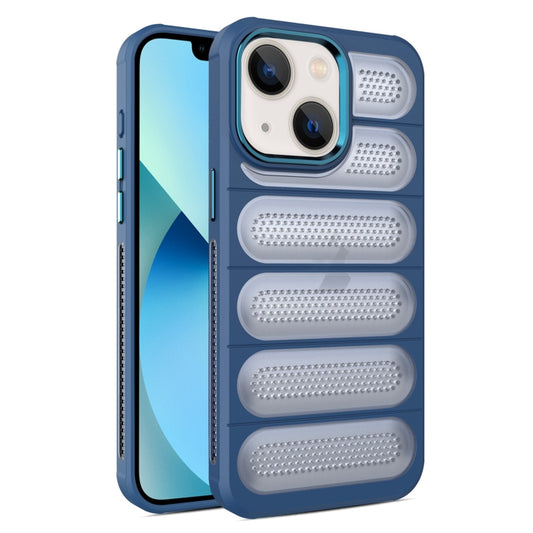 For iPhone 13 Cooling Armor Translucent Mesh Breathable Phone Case(Blue) - iPhone 13 Cases by buy2fix | Online Shopping UK | buy2fix