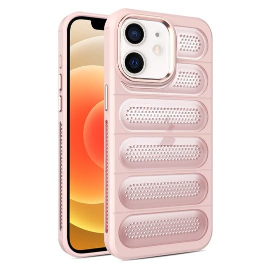 For iPhone 12 Cooling Armor Translucent Mesh Breathable Phone Case(Pink) - iPhone 12 / 12 Pro Cases by buy2fix | Online Shopping UK | buy2fix