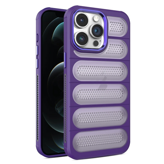 For iPhone 12 Pro Max Cooling Armor Translucent Mesh Breathable Phone Case(Purple) - iPhone 12 Pro Max Cases by buy2fix | Online Shopping UK | buy2fix