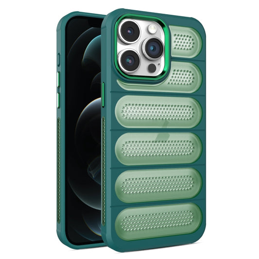 For iPhone 12 Pro Max Cooling Armor Translucent Mesh Breathable Phone Case(Green) - iPhone 12 Pro Max Cases by buy2fix | Online Shopping UK | buy2fix