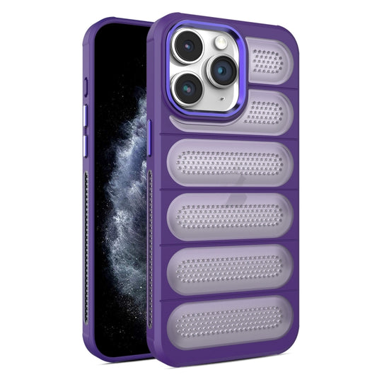 For iPhone 11 Pro Max Cooling Armor Translucent Mesh Breathable Phone Case(Purple) - iPhone 11 Pro Max Cases by buy2fix | Online Shopping UK | buy2fix