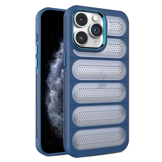 For iPhone 11 Pro Max Cooling Armor Translucent Mesh Breathable Phone Case(Blue) - iPhone 11 Pro Max Cases by buy2fix | Online Shopping UK | buy2fix