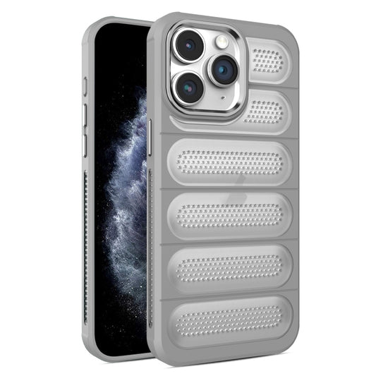 For iPhone 11 Pro Max Cooling Armor Translucent Mesh Breathable Phone Case(Grey) - iPhone 11 Pro Max Cases by buy2fix | Online Shopping UK | buy2fix