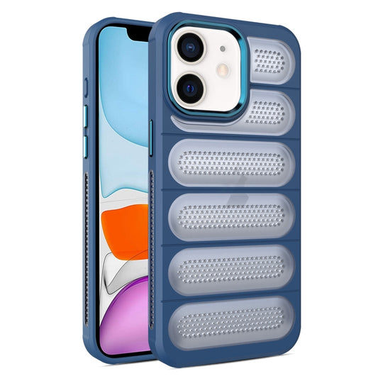 For iPhone 11 Cooling Armor Translucent Mesh Breathable Phone Case(Blue) - iPhone 11 Cases by buy2fix | Online Shopping UK | buy2fix