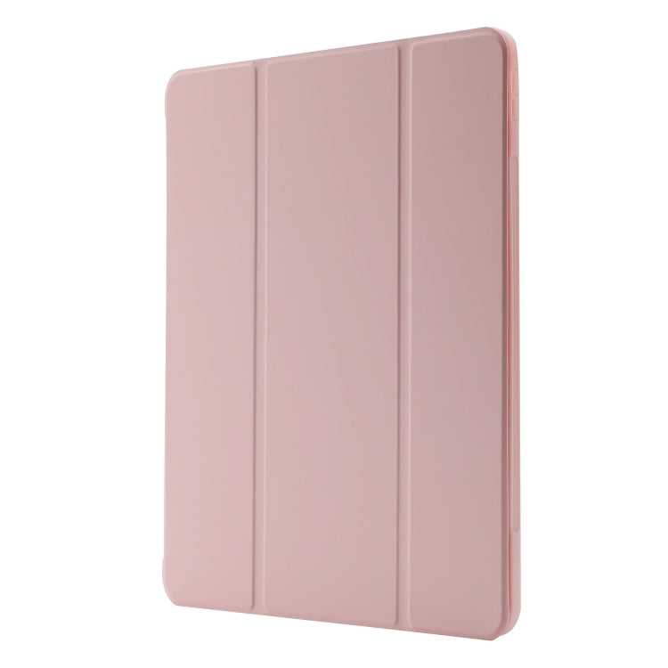 For iPad Air 13 2024 Skin Feel Tri-fold Leather Tablet Case with Pen Slot(Pink) - iPad Air 13 2024 Cases by buy2fix | Online Shopping UK | buy2fix